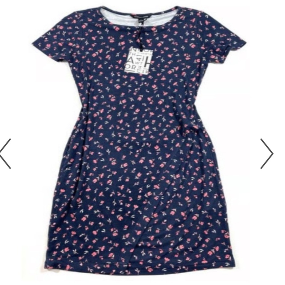 NWT Stitch‎ Fix 41 Hawthorn Brigitte Knit Dress Ditsy Floral Navy Blue Medium